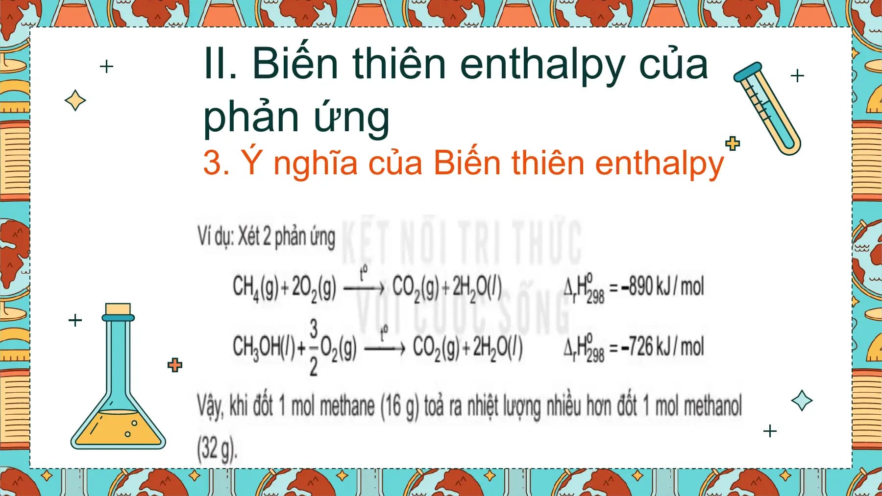II. Biến thiên enthalpy của
phản ứng
3. Ý nghĩa của Biến thiên enthalpy