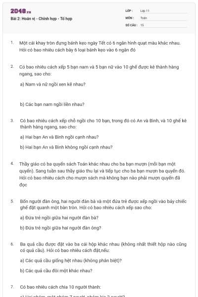 Bài 2: Hoán vị - Chỉnh hợp - Tổ hợp
