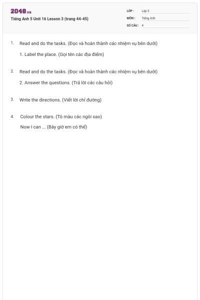 Tiếng Anh 5 Unit 16 Lesson 3 (trang 44-45)