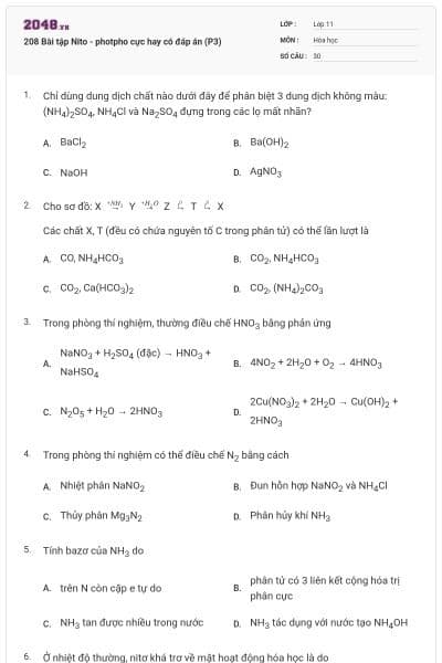 208 Bài tập Nito - photpho cực hay có đáp án (P3)