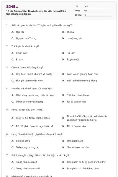 10 câu Trắc nghiệm Thuyền trưởng tàu viễn dương Chân trời sáng tạo có đáp án