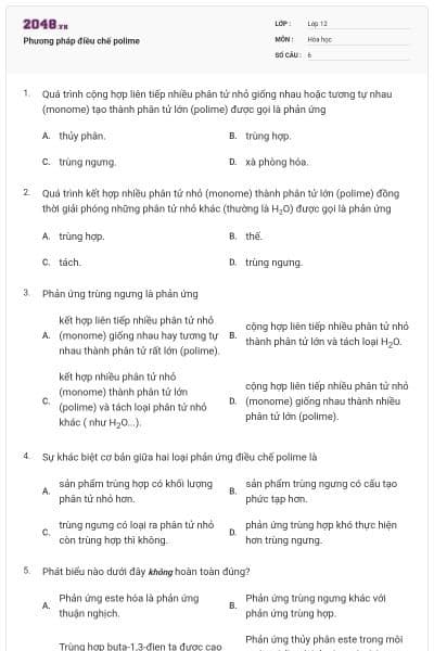 Phương pháp điều chế polime