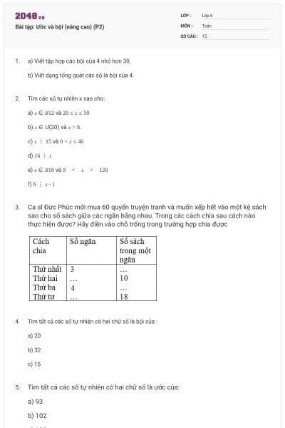 Bài tập: Ước và bội (nâng cao) (P2)
