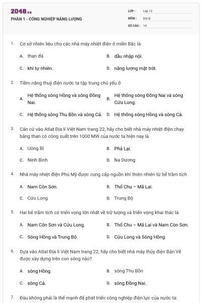 PHẦN 1 - CÔNG NGHIỆP NĂNG LƯỢNG