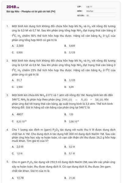 Bài tập Nito - Photpho có lời giải chi tiết (P4)