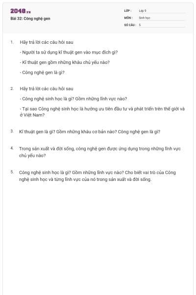 Bài 32: Công nghệ gen