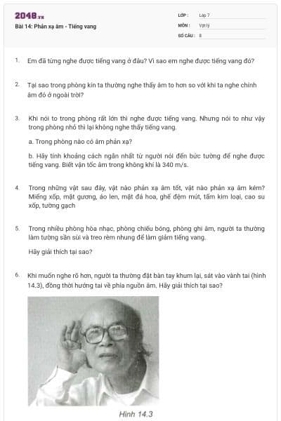Bài 14: Phản xạ âm - Tiếng vang