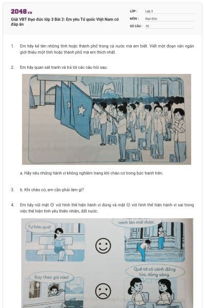 Giải VBT Đạo đức lớp 3 Bài 2: Em yêu Tổ quốc Việt Nam có đáp án