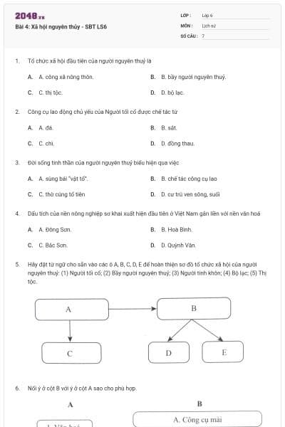 Bài 4: Xã hội nguyên thủy - SBT LS6