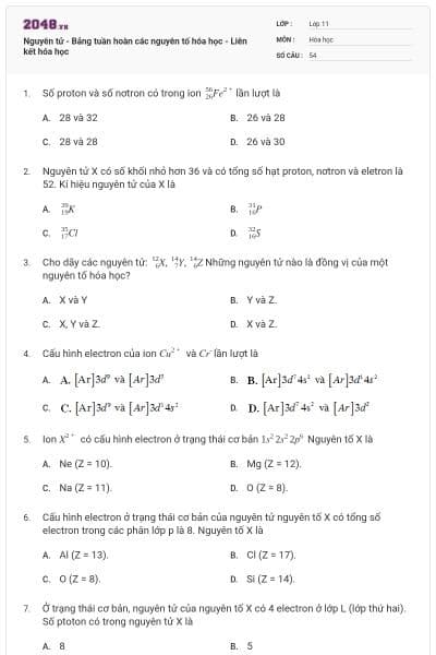 Nguyên tử - Bảng tuần hoàn các nguyên tố hóa học - Liên kết hóa học