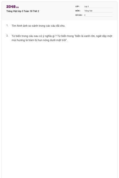 Tiếng Việt lớp 3 Tuần 18 Tiết 2