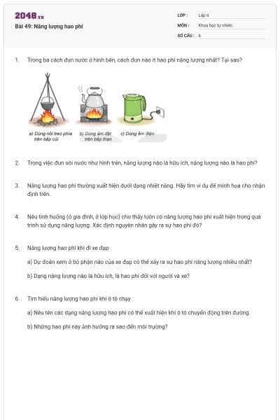 Bài 49: Năng lượng hao phí