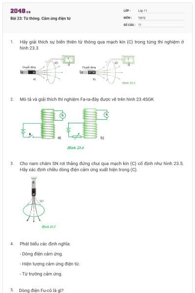 Bài 23: Từ thông. Cảm ứng điện từ