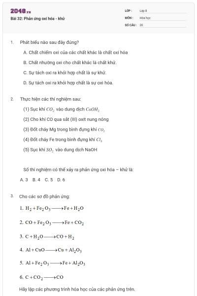 Bài 32: Phản ứng oxi hóa - khử