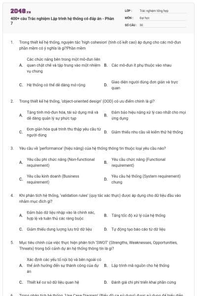 400+ câu Trắc nghiệm Lập trình hệ thống có đáp án - Phần 7