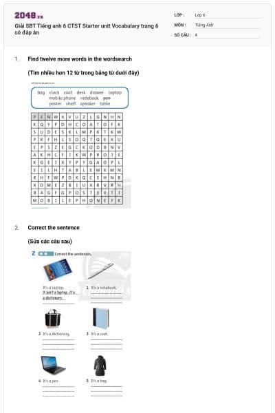 Giải SBT Tiếng anh 6 CTST Starter unit Vocabulary trang 6 có đáp án
