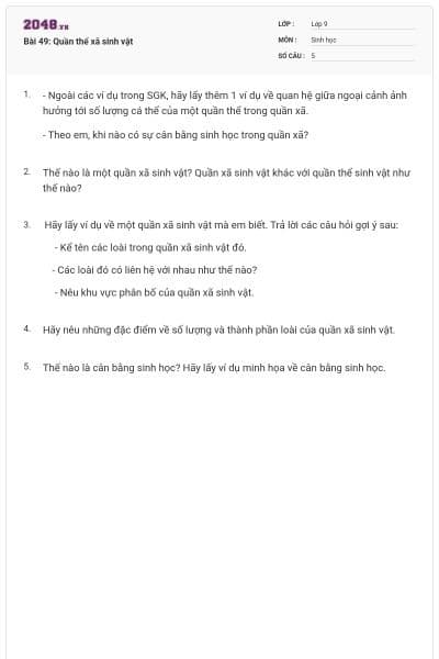 Bài 49: Quần thể xã sinh vật