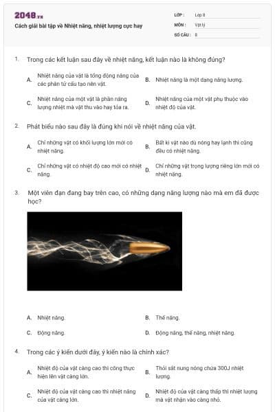 Cách giải bài tập về Nhiệt năng, nhiệt lượng cực hay