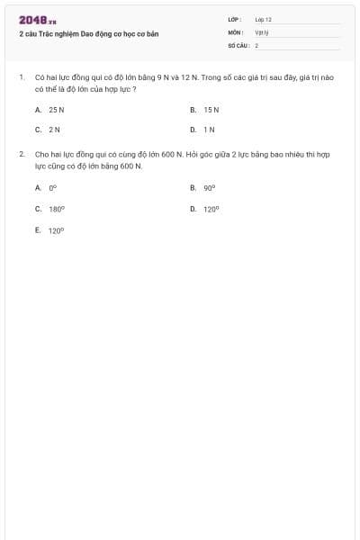 2 câu Trắc nghiệm Dao động cơ học cơ bản