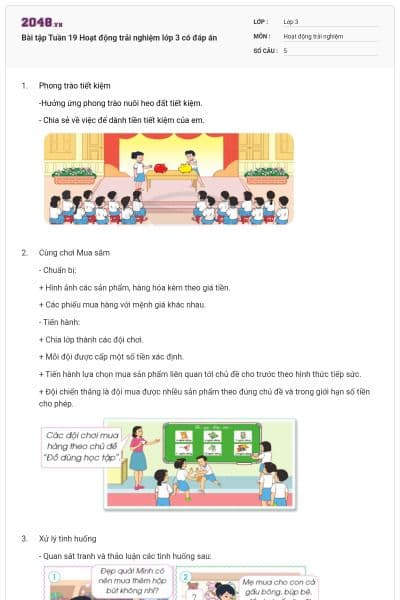 Bài tập Tuần 19 Hoạt động trải nghiệm lớp 3 có đáp án