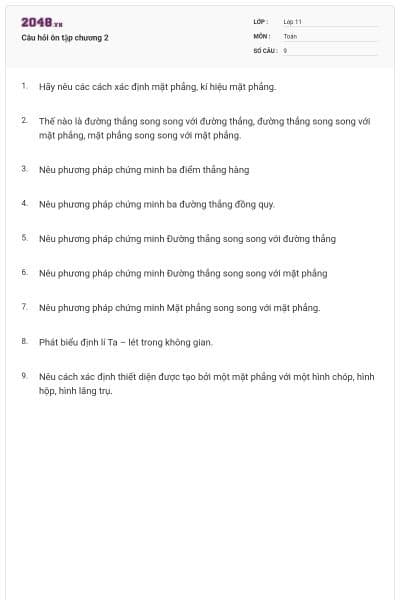 Câu hỏi ôn tập chương 2