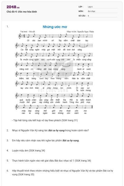 Chủ đề 4: Ước mơ hòa bình