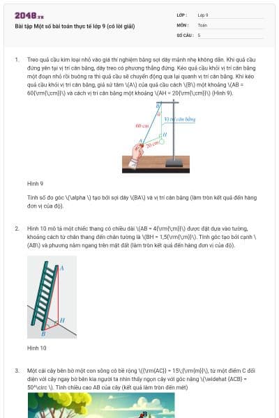 Bài tập Một số bài toán thực tế lớp 9 (có lời giải)