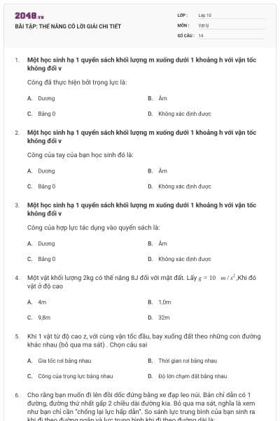BÀI TẬP: THẾ NĂNG CÓ LỜI GIẢI CHI TIẾT