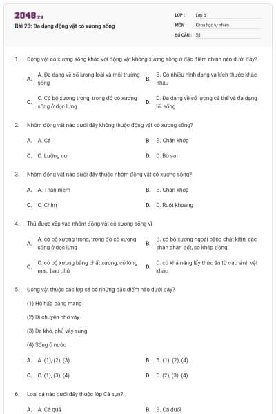 Bài 23: Đa dạng động vật có xương sống