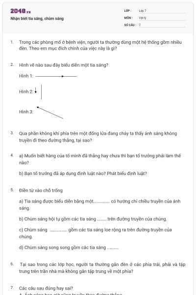 Nhận biết tia sáng, chùm sáng