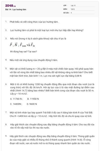 Bài 14 : Lực hướng tâm