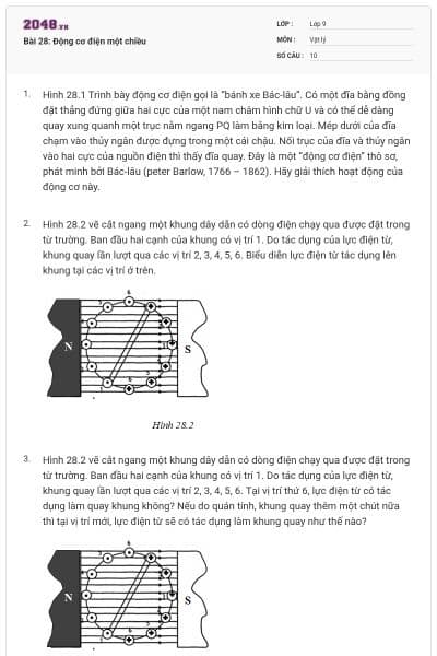 Bài 28: Động cơ điện một chiều