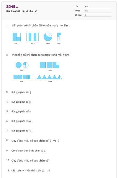 Giải toán 5 Ôn tập về phân số