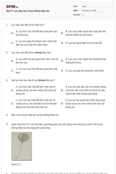 Bài 27. Lực tiếp xúc và lực không tiếp xúc