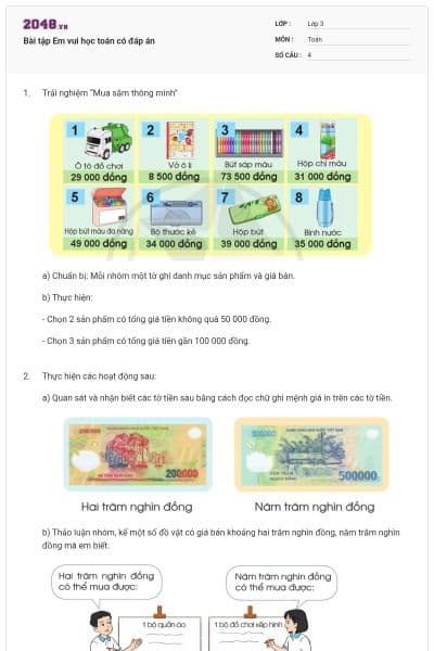 Bài tập Em vui học toán có đáp án