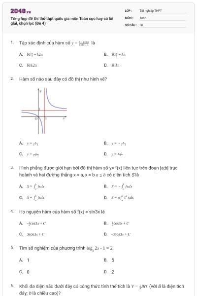 Tổng hợp đề thi thử thpt quốc gia môn Toán cực hay có lời giải, chọn lọc (Đề 4)