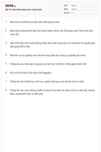 Bài 27: Quá trình dựng nước và giữ nước