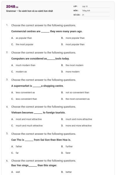Grammar – So sánh hơn và so sánh hơn nhất