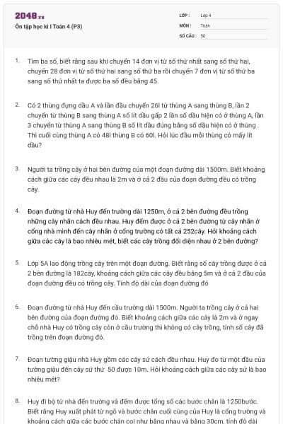 Ôn tập học kì I Toán 4 (P3)