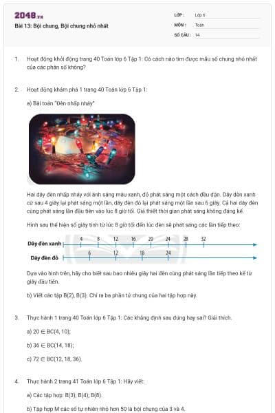Bài 13: Bội chung, Bội chung nhỏ nhất