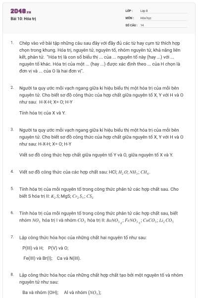 Bài 10: Hóa trị