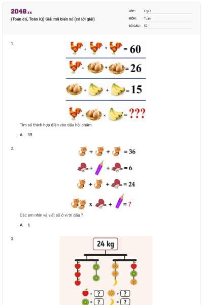 (Toán đố, Toán IQ) Giải mã biến số (có lời giải)