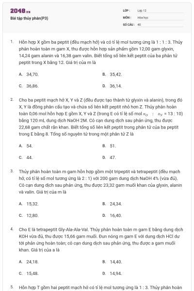 Bài tập thủy phân(P3)