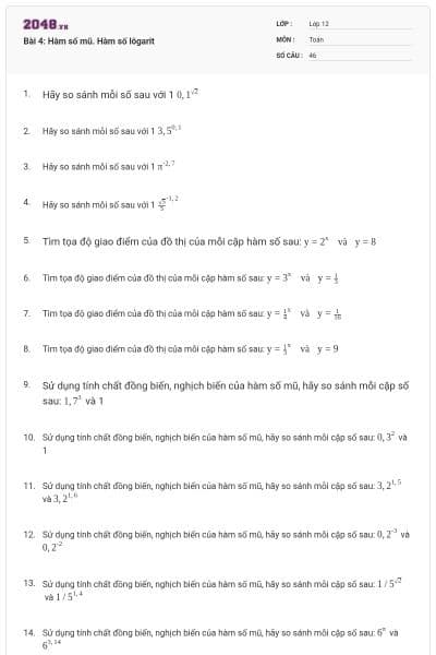 Bài 4: Hàm số mũ. Hàm số lôgarit