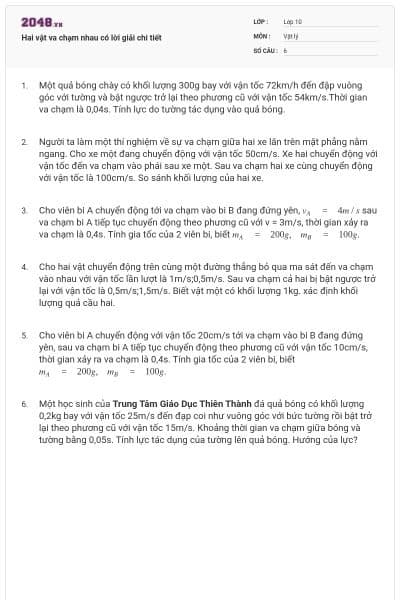 Hai vật va chạm nhau có lời giải chi tiết