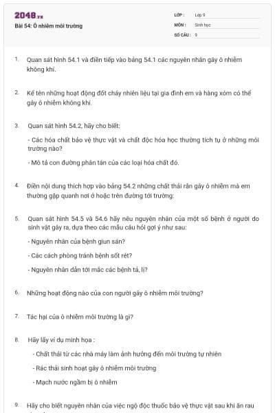Bài 54: Ô nhiễm môi trường