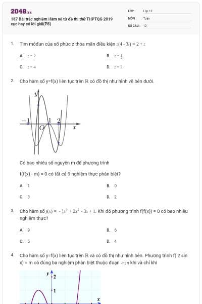 187 Bài trắc nghiệm Hàm số từ đề thi thử THPTQG 2019 cục hay có lời giải(P8)