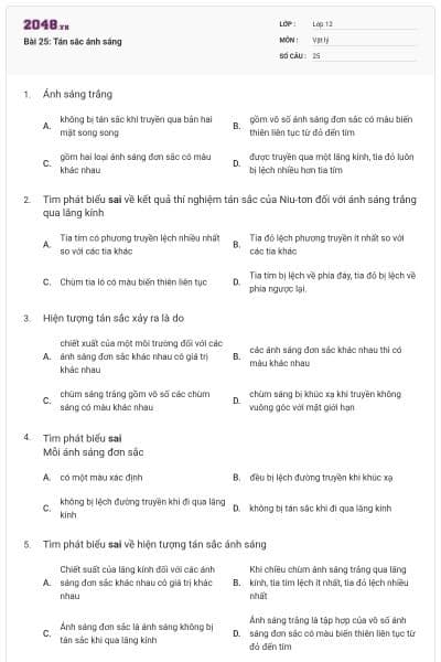 Bài 25: Tán sắc ánh sáng
