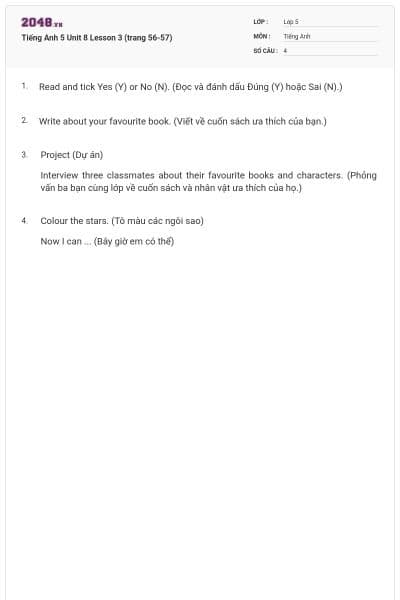 Tiếng Anh 5 Unit 8 Lesson 3 (trang 56-57)