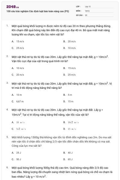 100 câu trắc nghiệm Các định luật bảo toàn nâng cao (P3)